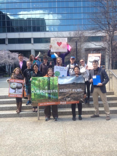 Forest advocates on the stairs of the EPA. 