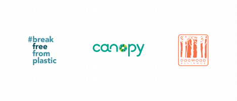 Canopy, Break Free from Plastics and Dogwood Alliance Logos single use