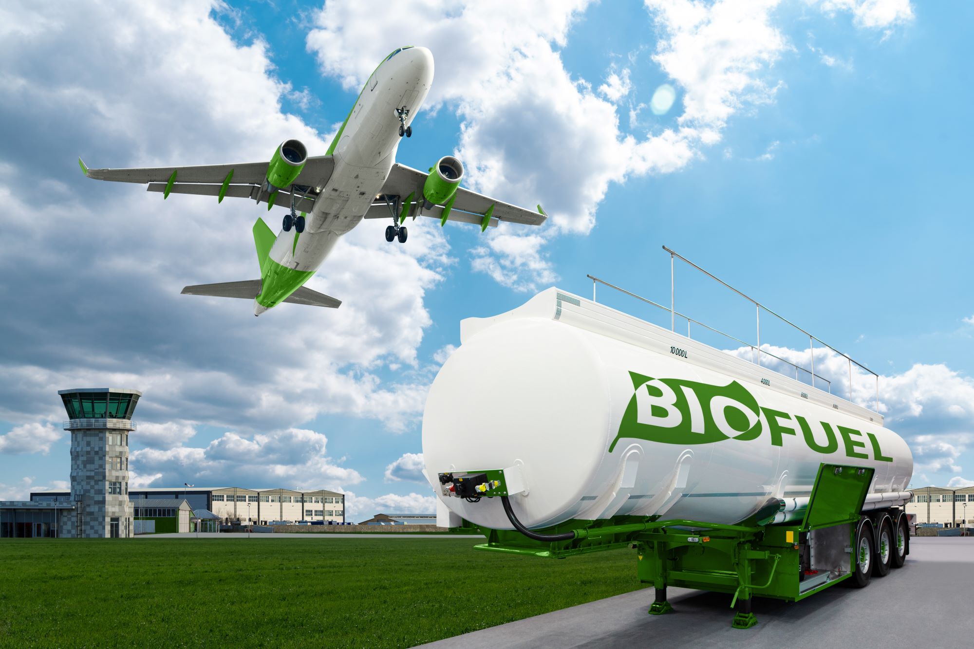 a plane with biofuel